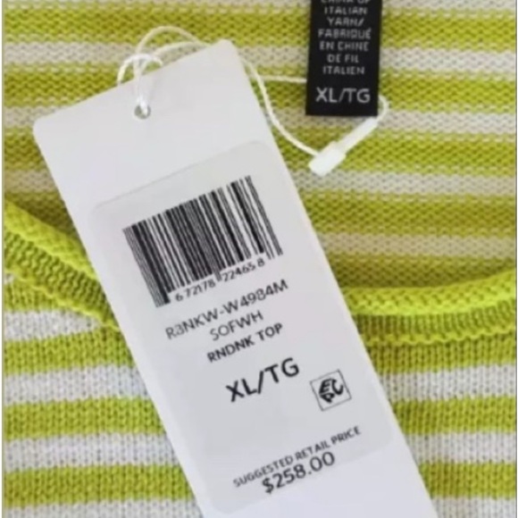 $258 XL Eileen Fisher Merino Wool Top XLarge 18 Vintage Italian Yarn Stripe NWT - Picture 10 of 14